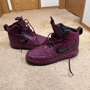 Nike Lunar Force 1 High Top Duck Boot Burgundy and Black